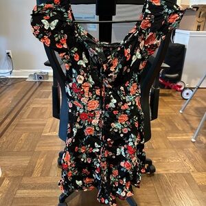 Floral Butterfly Print romper